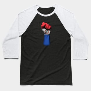 Flag of Paraguay on a Raised Clenched Fist Baseball T-Shirt